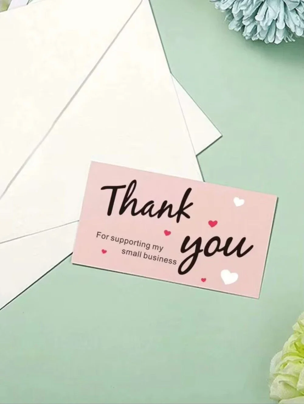 25 Pink Thank You Card For Supporting My Small Business